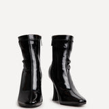 Lovato Black Faux Leather Patent Sock Boots