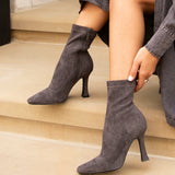 Lovato Grey Faux Suede Sock Boots
