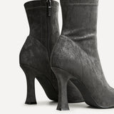 Lovato Grey Faux Suede Sock Boots