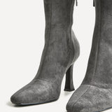 Lovato Grey Faux Suede Sock Boots