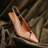 Lowrie Camel Faux Leather Court Heels