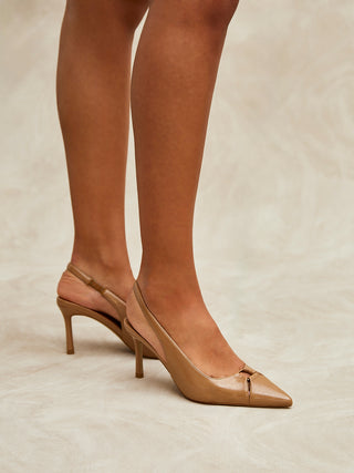 Lowrie Camel Faux Leather Court Heels