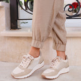 Luca Nude Wedge Trainers