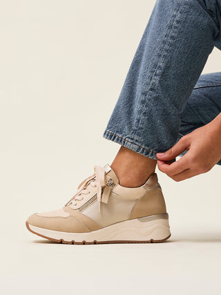 Luca Nude Wedge Trainers