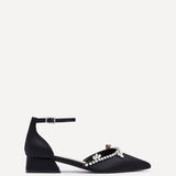 Lucia Black Satin Low Court Heel
