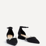 Lucia Black Satin Low Court Heel