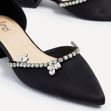Lucia Black Satin Low Court Heel