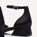Lucia Black Satin Low Court Heel