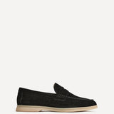 Luciano Mens Black Suede Leather Penny Loafers
