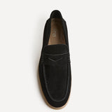 Luciano Mens Black Suede Leather Penny Loafers
