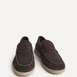 Luciano Mens Brown Suede Leather Penny Loafers