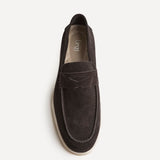 Luciano Mens Brown Suede Leather Penny Loafers