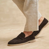 Luciano Mens Brown Suede Leather Penny Loafers