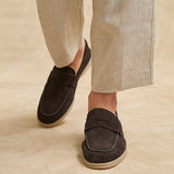 Luciano Mens Brown Suede Leather Penny Loafers