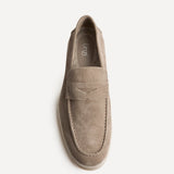 Luciano Mens Taupe Suede Leather Penny Loafers
