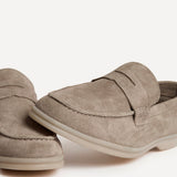 Luciano Mens Taupe Suede Leather Penny Loafers