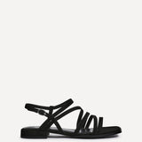 Lucie Black Mini Block Heel Strappy Sandals