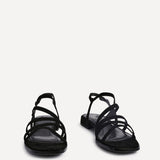 Lucie Black Mini Block Heel Strappy Sandals