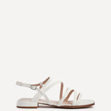 Lucie White Mini Block Heel Strappy Sandals