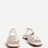 Lucie White Mini Block Heel Strappy Sandals