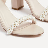 Lulu Nude Heels With Pearls
