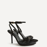 Lunar Black Strappy Heeled Sandals