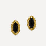 Lyla Black Oval Stud Earrings