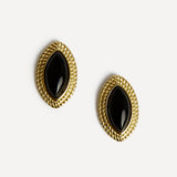 Lyla Black Oval Stud Earrings