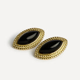 Lyla Black Oval Stud Earrings