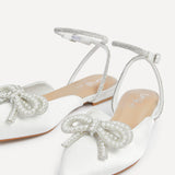 Lalita Bridal Ivory Satin Flat Mules