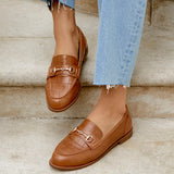 Maison Tan Faux Croc Patent Leather Loafers
