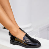 Portland Black Faux Leather Loafers