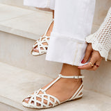 Santi Ivory Caged Flat Sandals