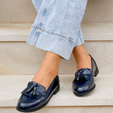 Rosemary Navy Faux Leather Loafers