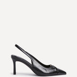 Lowrie Black Faux Leather Court Heels