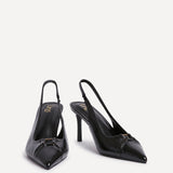 Lowrie Black Faux Leather Court Heels