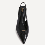 Lowrie Black Faux Leather Court Heels