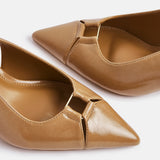 Lowrie Camel Faux Leather Court Heels