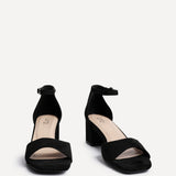 Maddie Black Faux Suede Block Heels