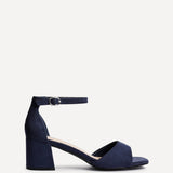 Maddie Navy Faux Suede Block Heels