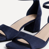 Maddie Navy Faux Suede Block Heels