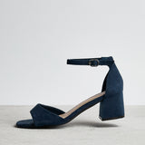 Maddie Navy Faux Suede Block Heels