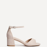 Maddie Nude Faux Suede Block Heels