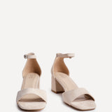 Maddie Nude Faux Suede Block Heels