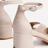 Maddie Nude Faux Suede Block Heels