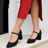 Madeline Black Mary Jane Court Heels