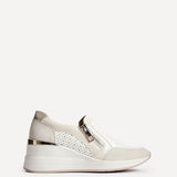 Madison Beige Faux Leather Trainers