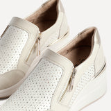 Madison Beige Faux Leather Trainers