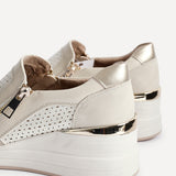 Madison Beige Faux Leather Trainers