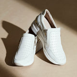 Madison Beige Faux Leather Trainers